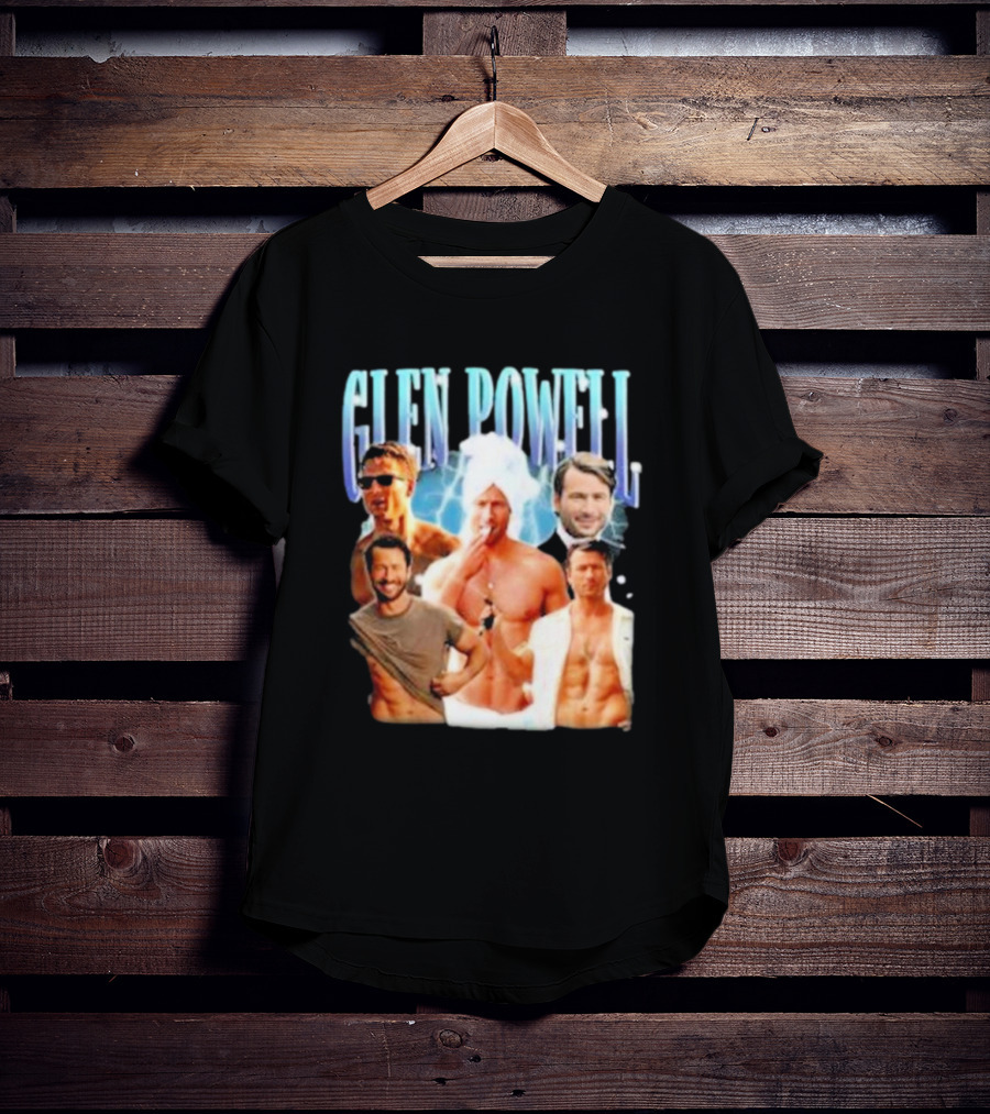 Glen Powell Kelsospade Multiphoto Collage T-Shirt