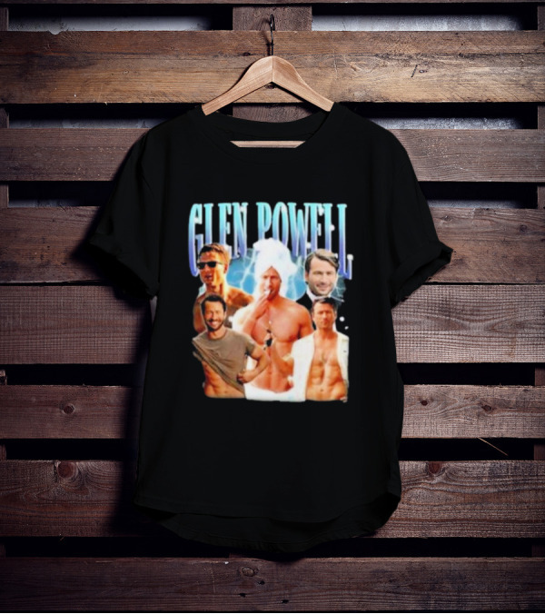 Glen Powell Kelsospade Multiphoto Collage T-Shirt