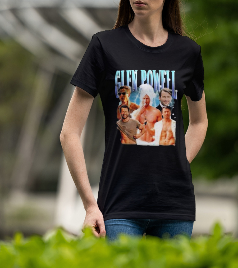 Glen Powell Kelsospade Multiphoto Collage T-Shirt
