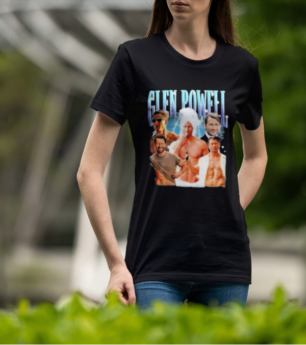 Glen Powell Kelsospade Multiphoto Collage T-Shirt