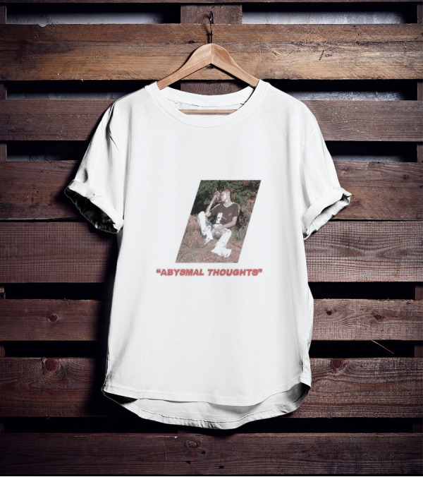 Abysmal Thoughts The Drums Album Art With Seated Figure And Nature Background T-Shirt