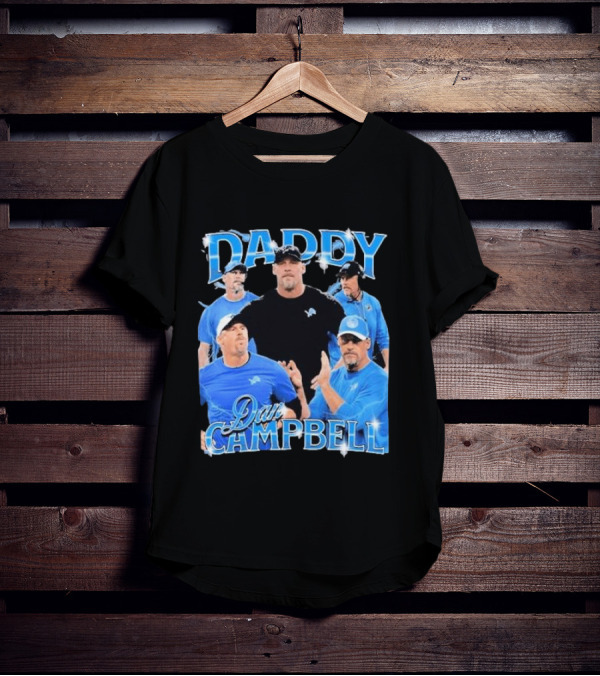 Daddy Dan Campbell Detroit Lions Football Coach Collage T-Shirt