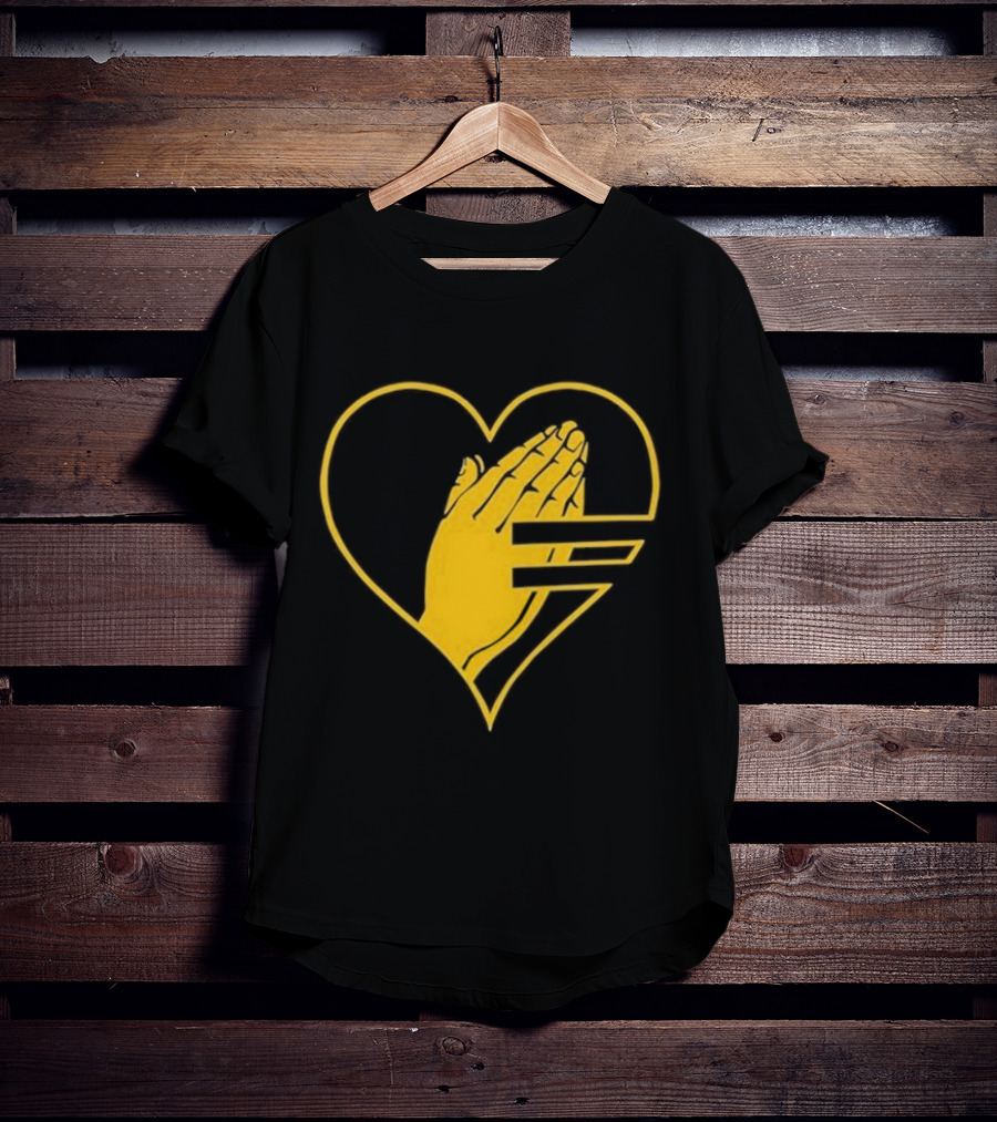 God Is Love Heart Praying Hands Yellow Equality T-Shirt