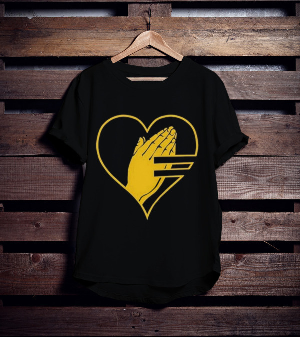 God Is Love Heart Praying Hands Yellow Equality T-Shirt