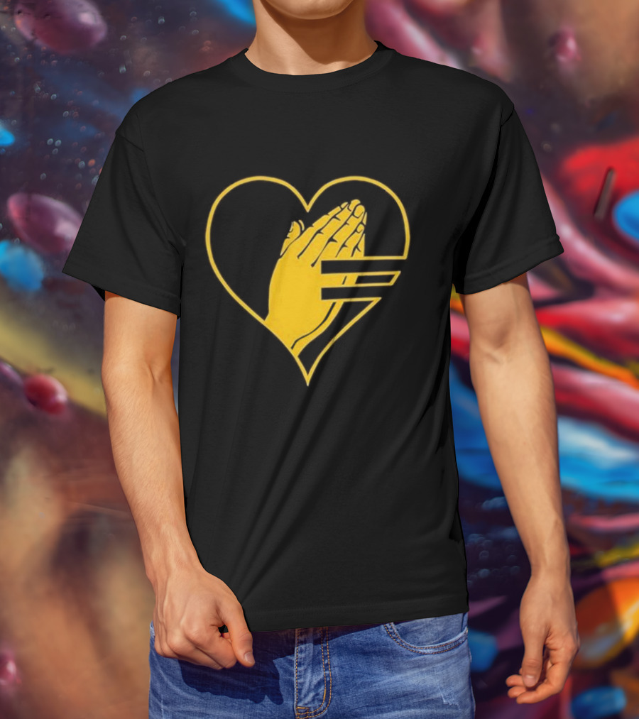God Is Love Heart Praying Hands Yellow Equality T-Shirt