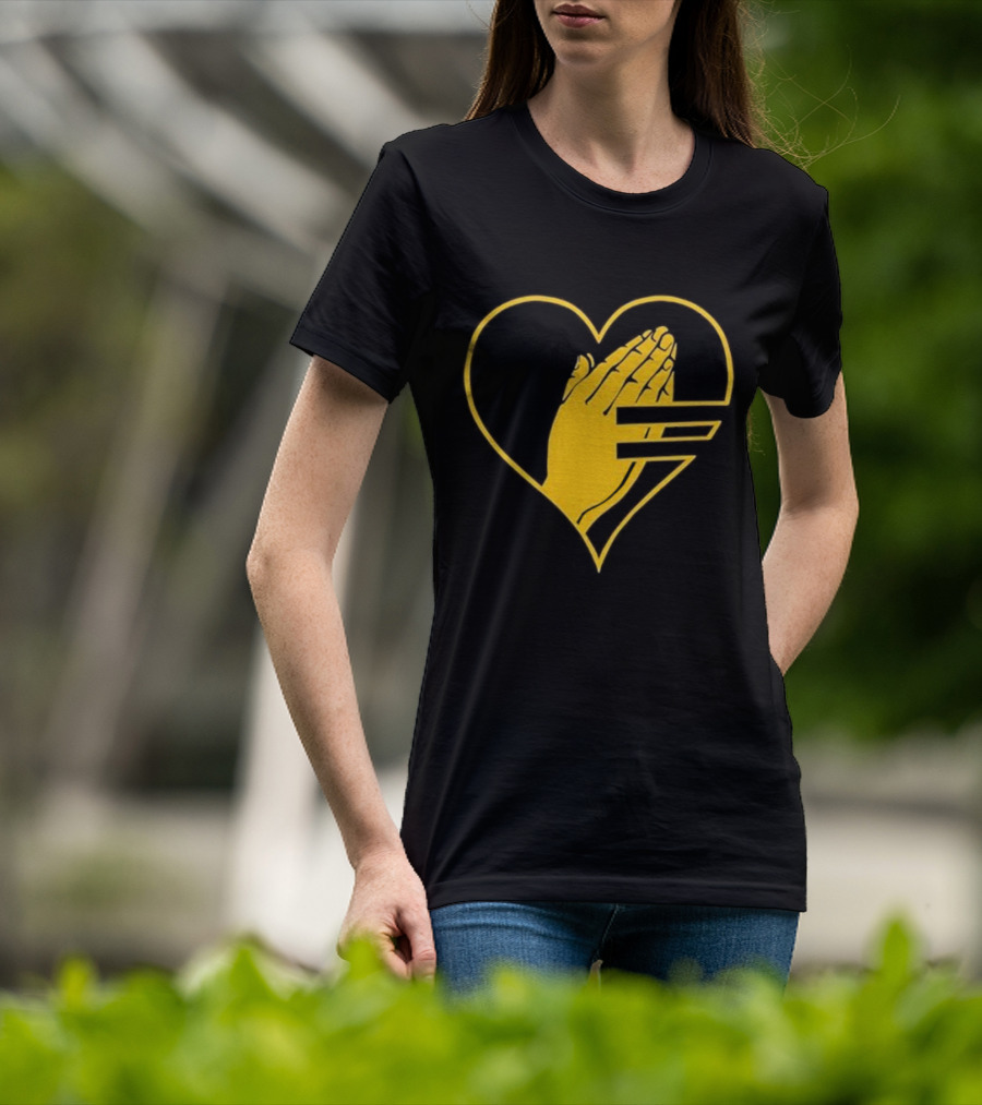 God Is Love Heart Praying Hands Yellow Equality T-Shirt