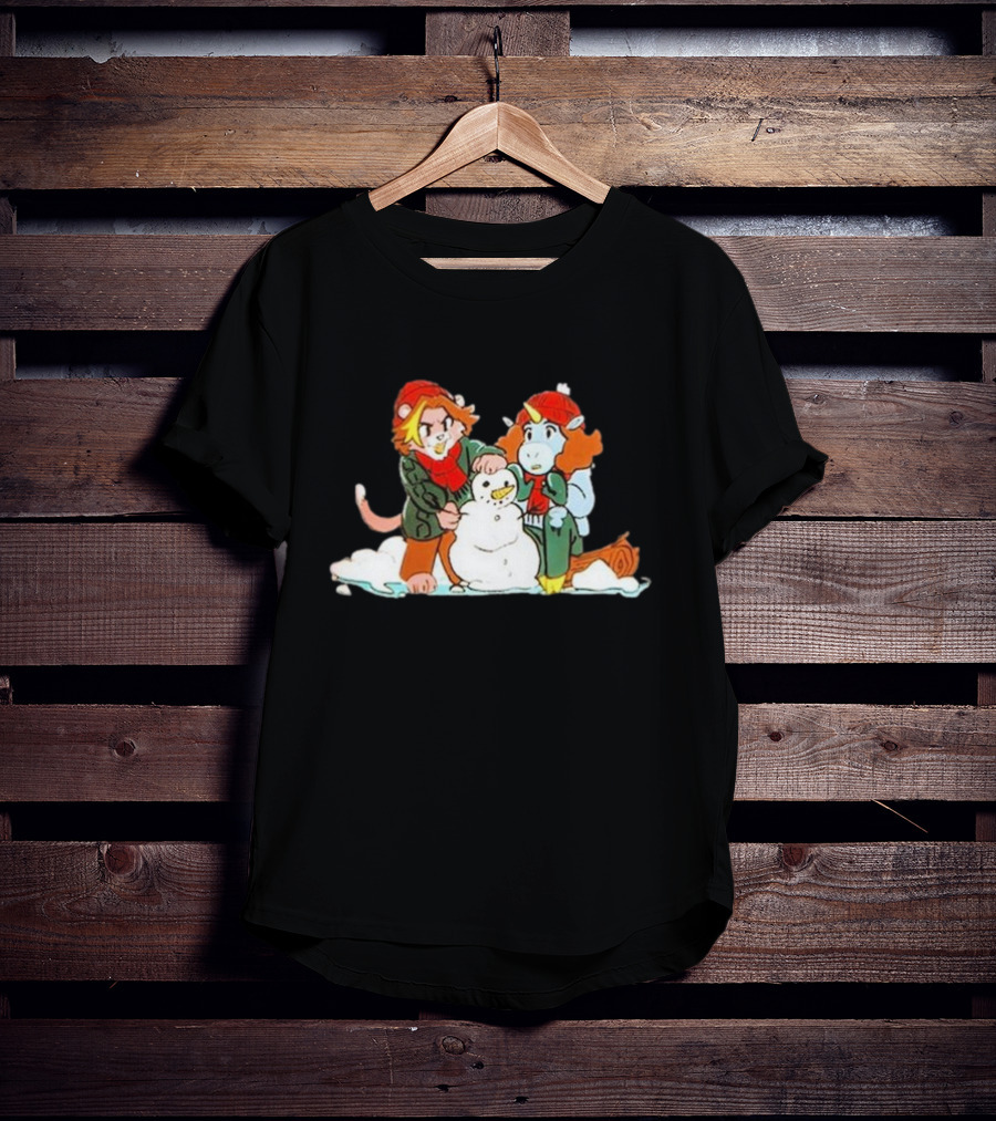 Furry Grumps Building A Snowman In Winter Scene T-Shirt