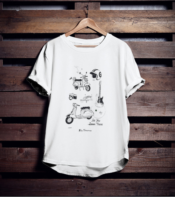 See You Down There Ben Sherman Scooter Guitar Helmet Camera T-Shirt