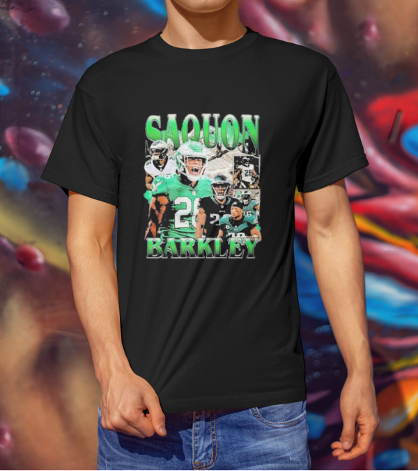 SAQUON BARKLEY Players In Green And Black Jersey Collage T-Shirt