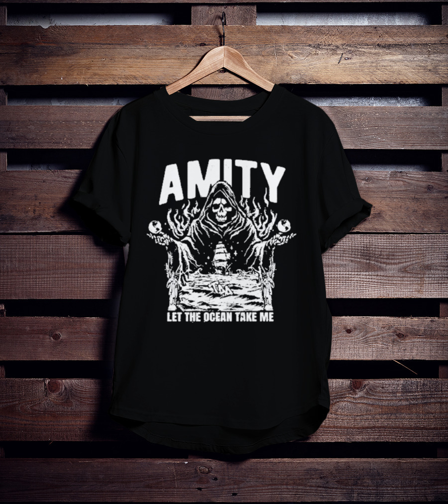 AMITY Let The Ocean Take Me Grim Reaper Ship Skull T-Shirt