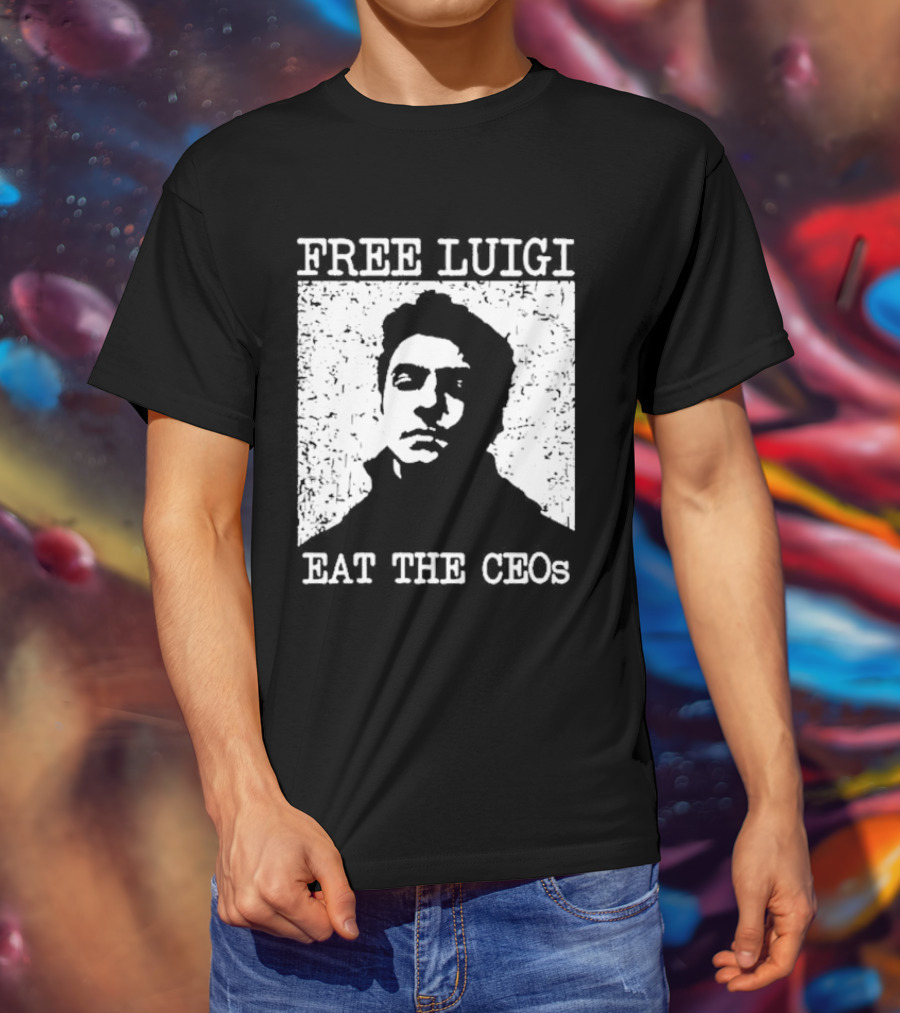 Free Luigi Eat The CEOs Stencil T-Shirt