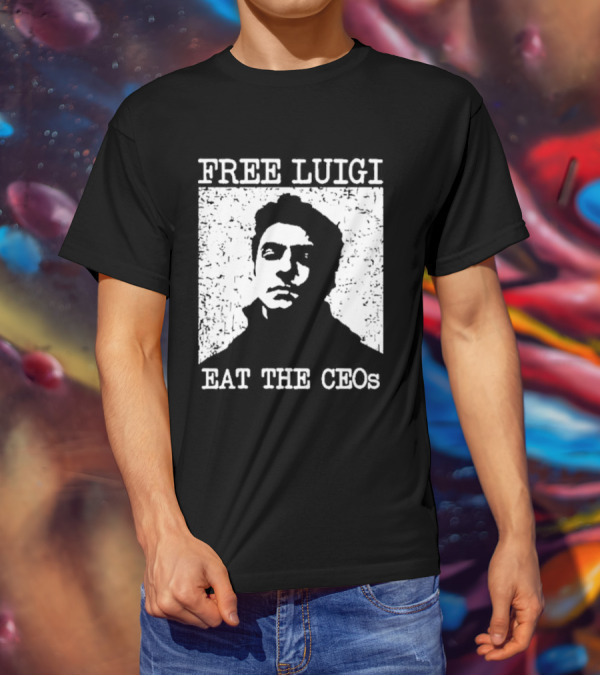 Free Luigi Eat The CEOs Stencil T-Shirt