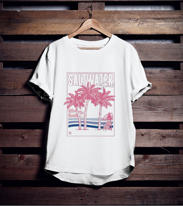 Saltwater Soul Palms And Waves Scene T-Shirt
