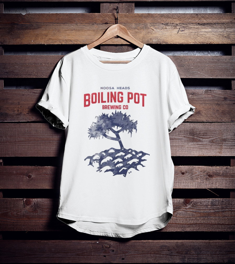 Noosa Heads Boiling Pot Brewing Co Tree And Waves T-Shirt
