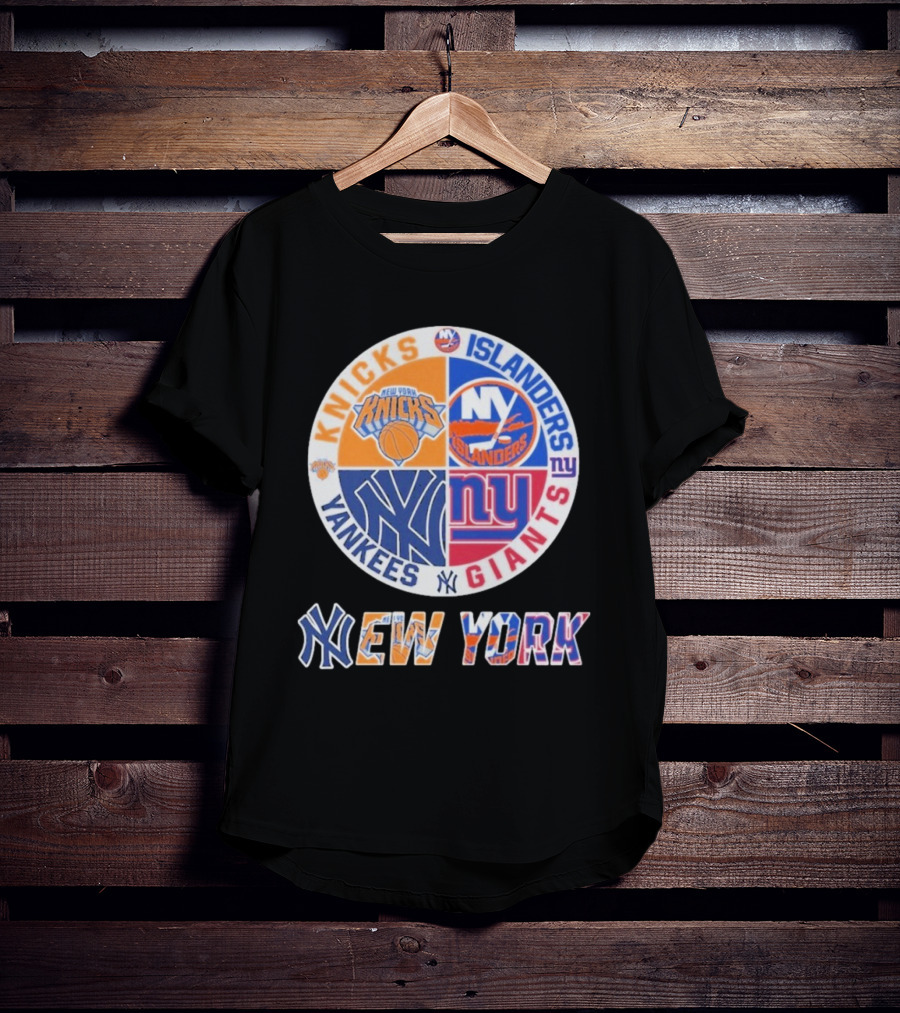 New York Knicks Islanders Yankees Giants Sports Fan Collection T-Shirt