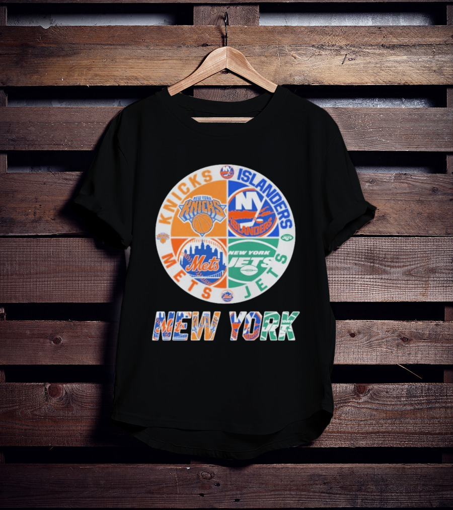 Knicks Islanders Mets Jets New York Sports Team Collaboration T-Shirt