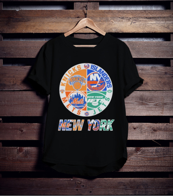 Knicks Islanders Mets Jets New York Sports Team Collaboration T-Shirt