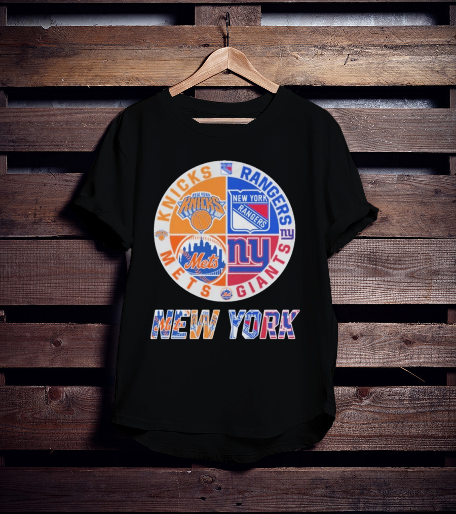 New York Knicks Rangers Mets Giants Mashup T-Shirt