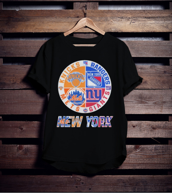 New York Knicks Rangers Mets Giants Mashup T-Shirt