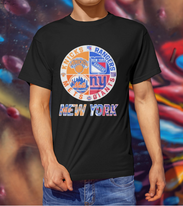 New York Knicks Rangers Mets Giants Mashup T-Shirt