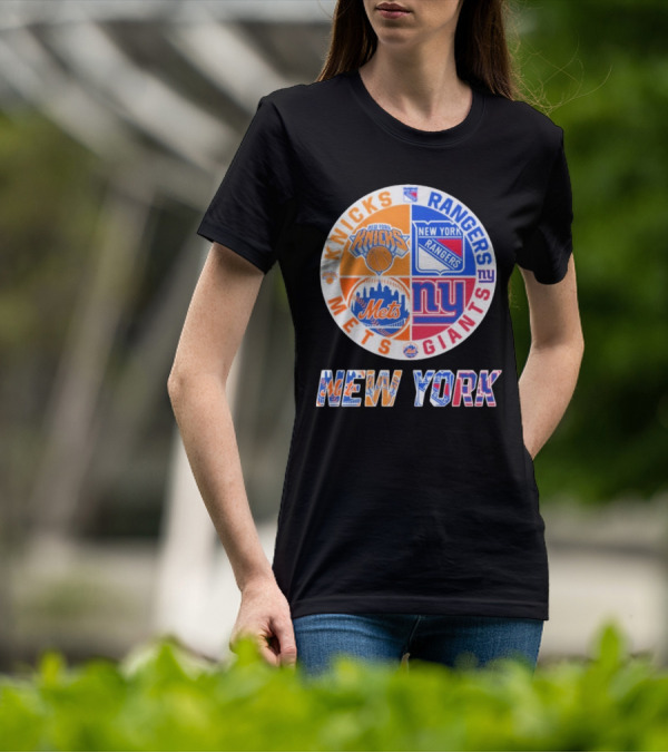 New York Knicks Rangers Mets Giants Mashup T-Shirt
