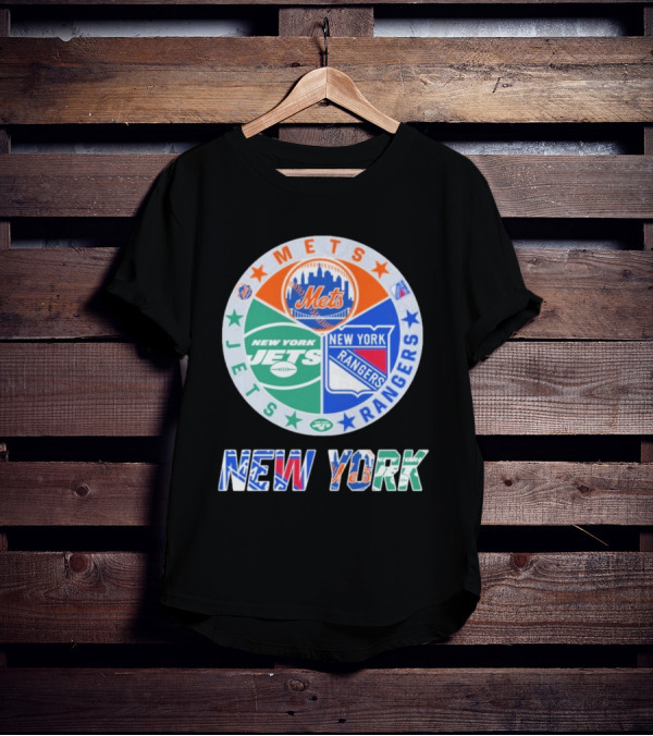 New York Mets Jets Rangers Logo Collaboration T-Shirt