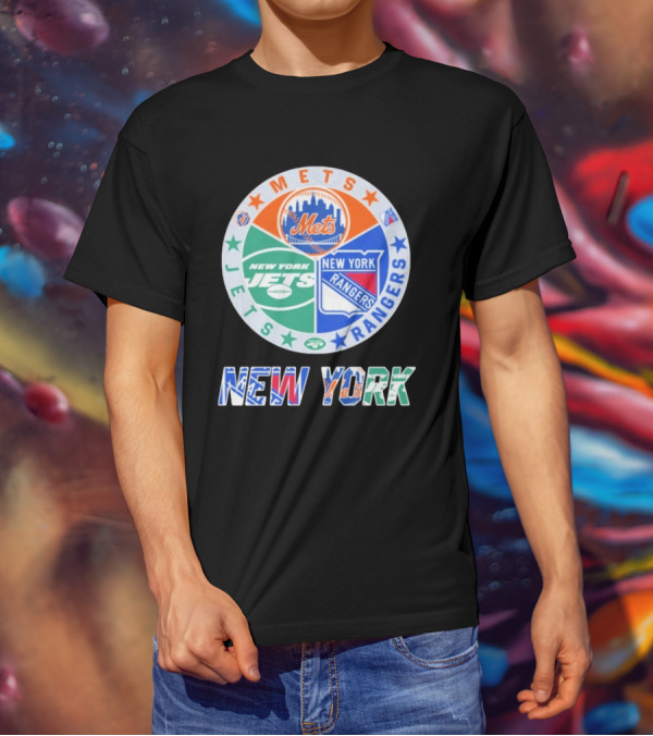 New York Mets Jets Rangers Logo Collaboration T-Shirt