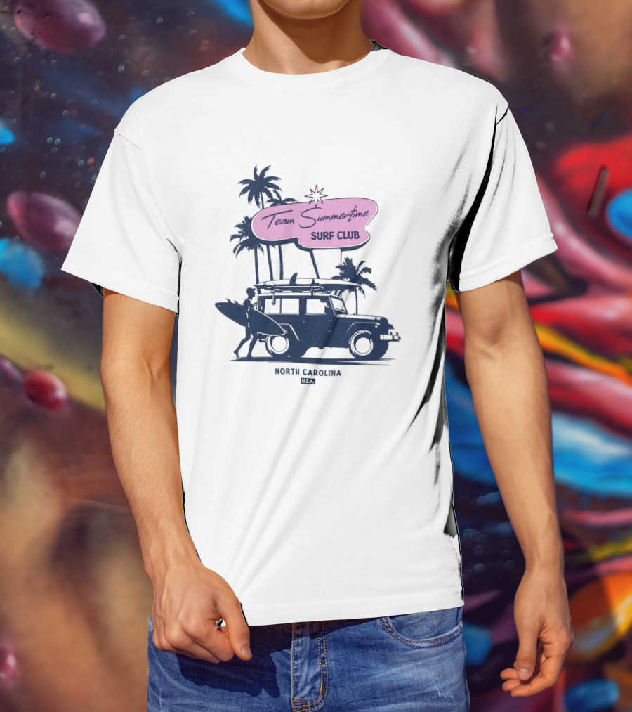 Team Summertime Surf Club Jeep Adventure North Carolina USA T-Shirt