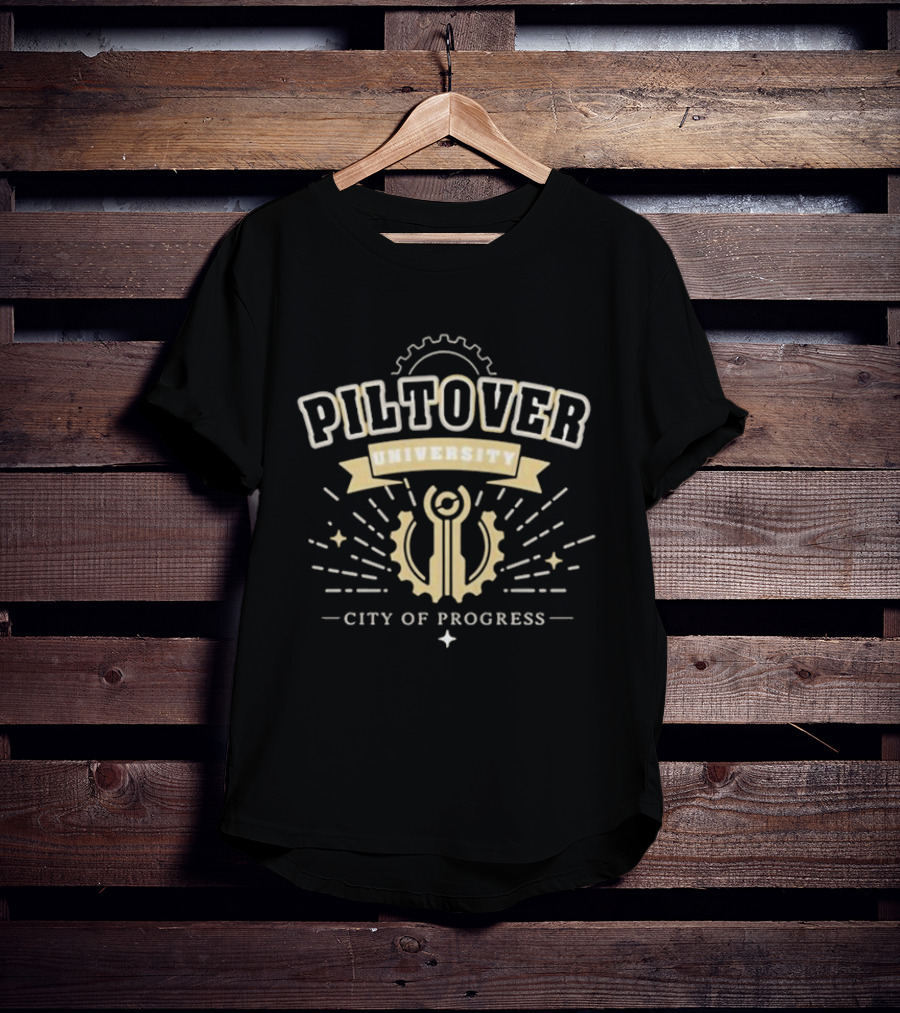 Piltover University City Of Progress Gear Emblem T-Shirt