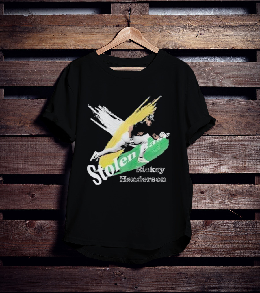 Rickey Henderson Stolen Base Dynamic Action T-Shirt