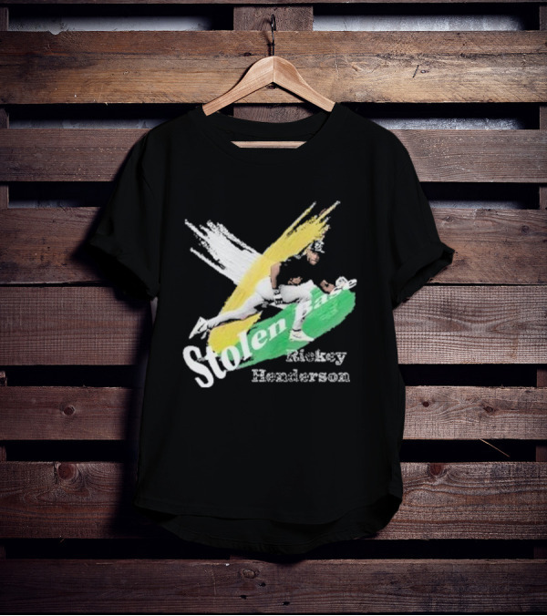Rickey Henderson Stolen Base Dynamic Action T-Shirt