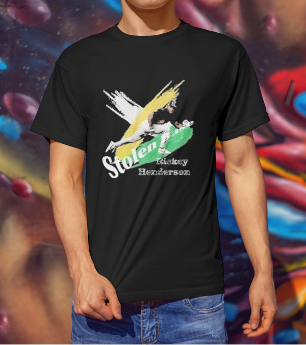 Rickey Henderson Stolen Base Dynamic Action T-Shirt
