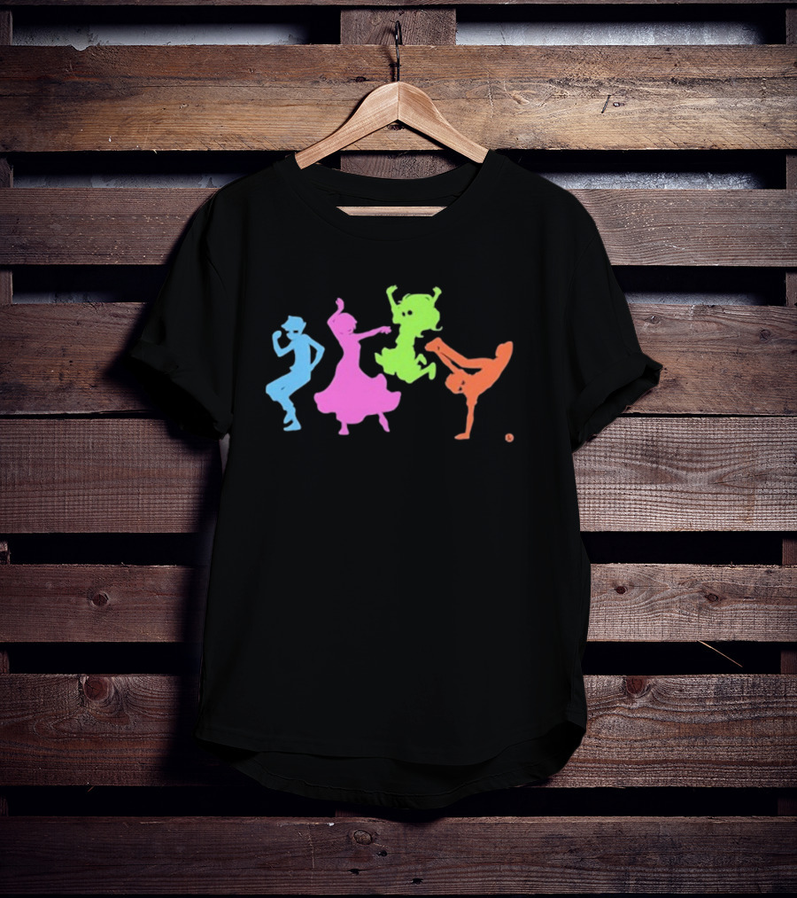 Topatoco Dance Neon Silhouettes Of Four Characters In Motion T-Shirt