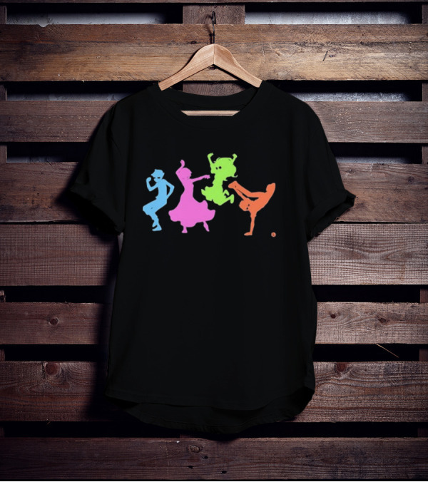 Topatoco Dance Neon Silhouettes Of Four Characters In Motion T-Shirt