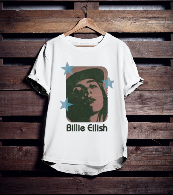Billie Eilish Vintage Portrait With Stars T-Shirt