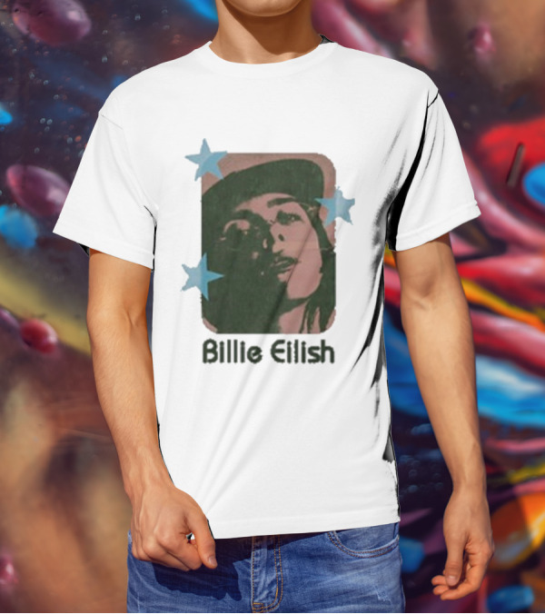 Billie Eilish Vintage Portrait With Stars T-Shirt