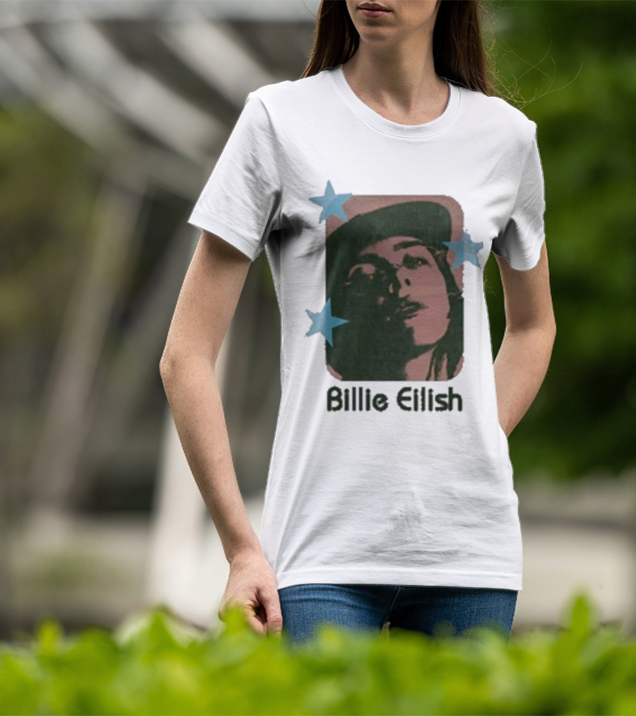 Billie Eilish Vintage Portrait With Stars T-Shirt