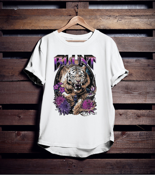 BLunt Fierce Tiger With Flowers T-Shirt