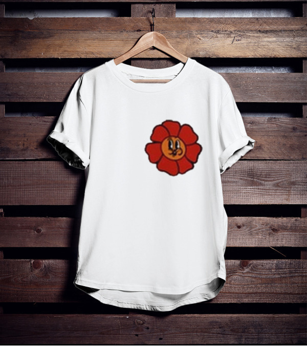 Ludwig Mogul Mogi Red Flower Cartoon Face T-Shirt