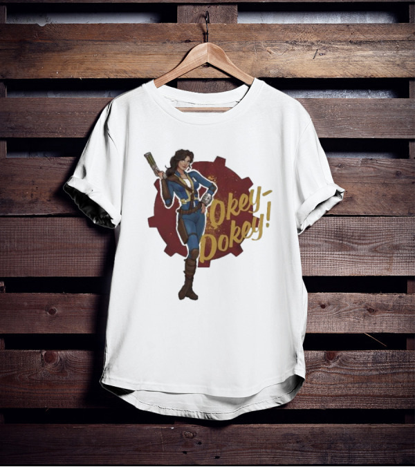 Spartan117gw Lucy Okey Dokey Fallout Vault Suit Gear Iconic Pose T-Shirt