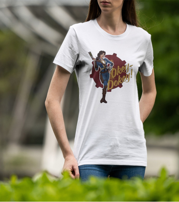 Spartan117gw Lucy Okey Dokey Fallout Vault Suit Gear Iconic Pose T-Shirt
