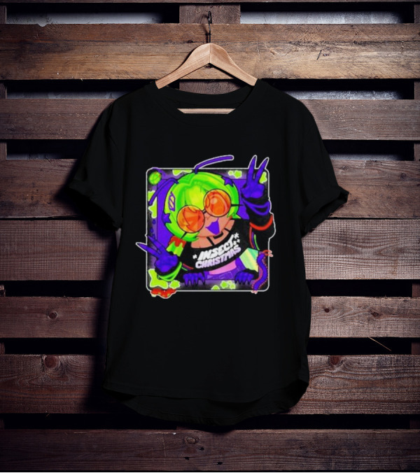 Izzy Gijinka Insect Christmas Peace Pose With Bright Colors And Glasses T-Shirt