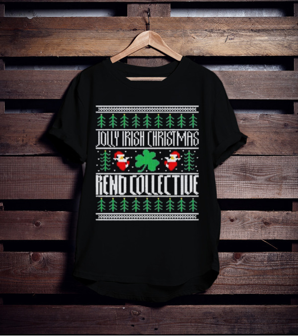 Jolly Irish Christmas With Santa And Shamrock Rend Collective T-Shirt