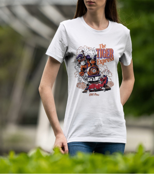 The Tiger Express Old Row Tiger Engineer With Train And Horse T-Shirt