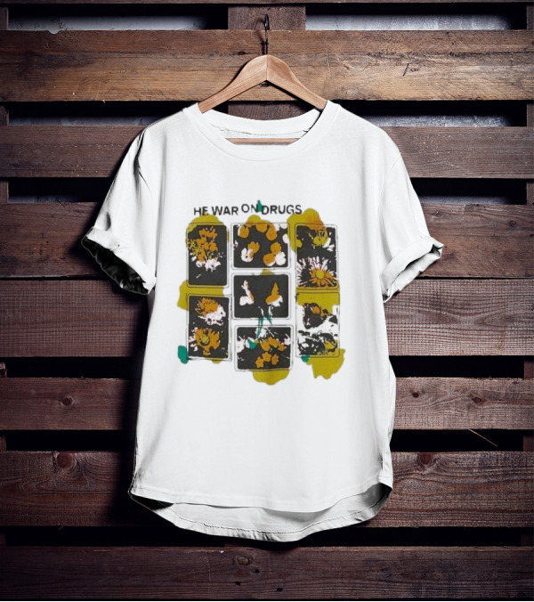 The War On Drugs Floral Squares Art Yellow Splatter T-Shirt