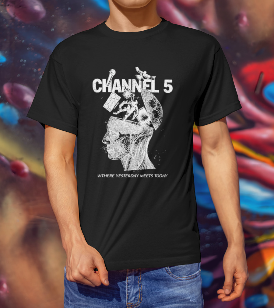 Channel 5 Where Yesterday Meets Today Retro Futuristic Fusion T-Shirt