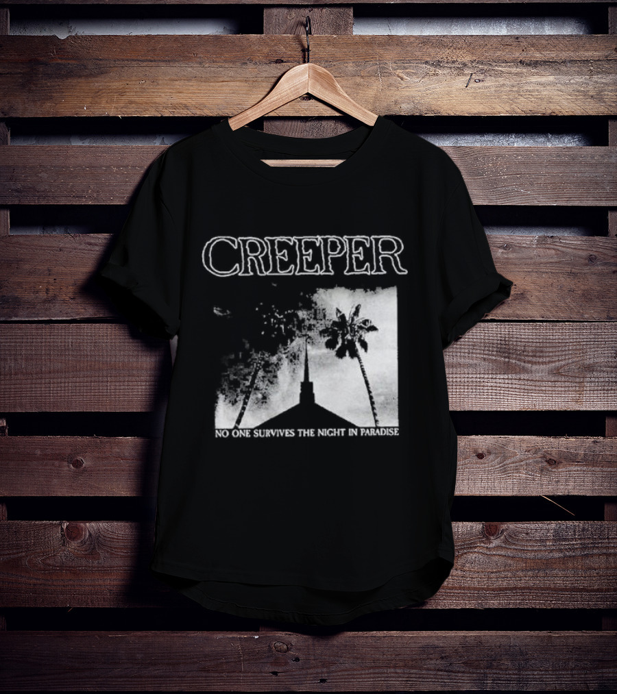 Creeper No One Survives The Night In Paradise Palm Trees And Church Spire Dark Aesthetic T-Shirt