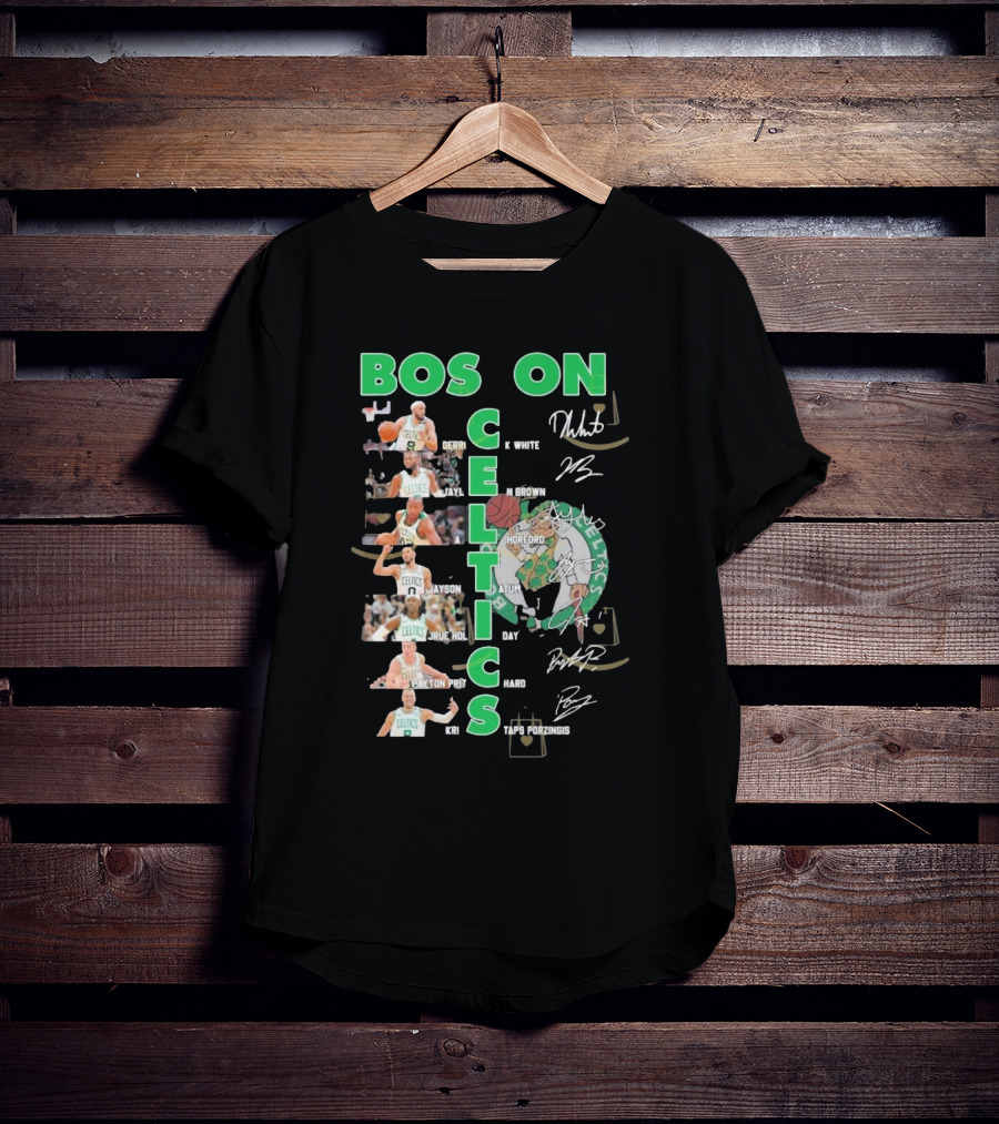 Boston Celtics Derrick White Jaylen Brown Jayson Tatum Jrue Holiday Al Horford Kris Porzingis Team Signatures T-Shirt