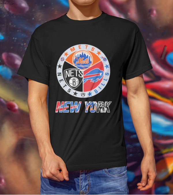 Brooklyn Nets New York Mets Buffalo Bills New York Fan Gear T-Shirt