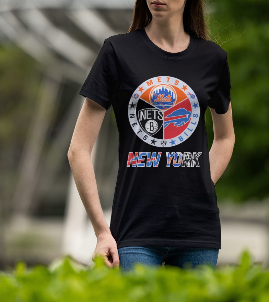 Brooklyn Nets New York Mets Buffalo Bills New York Fan Gear T-Shirt